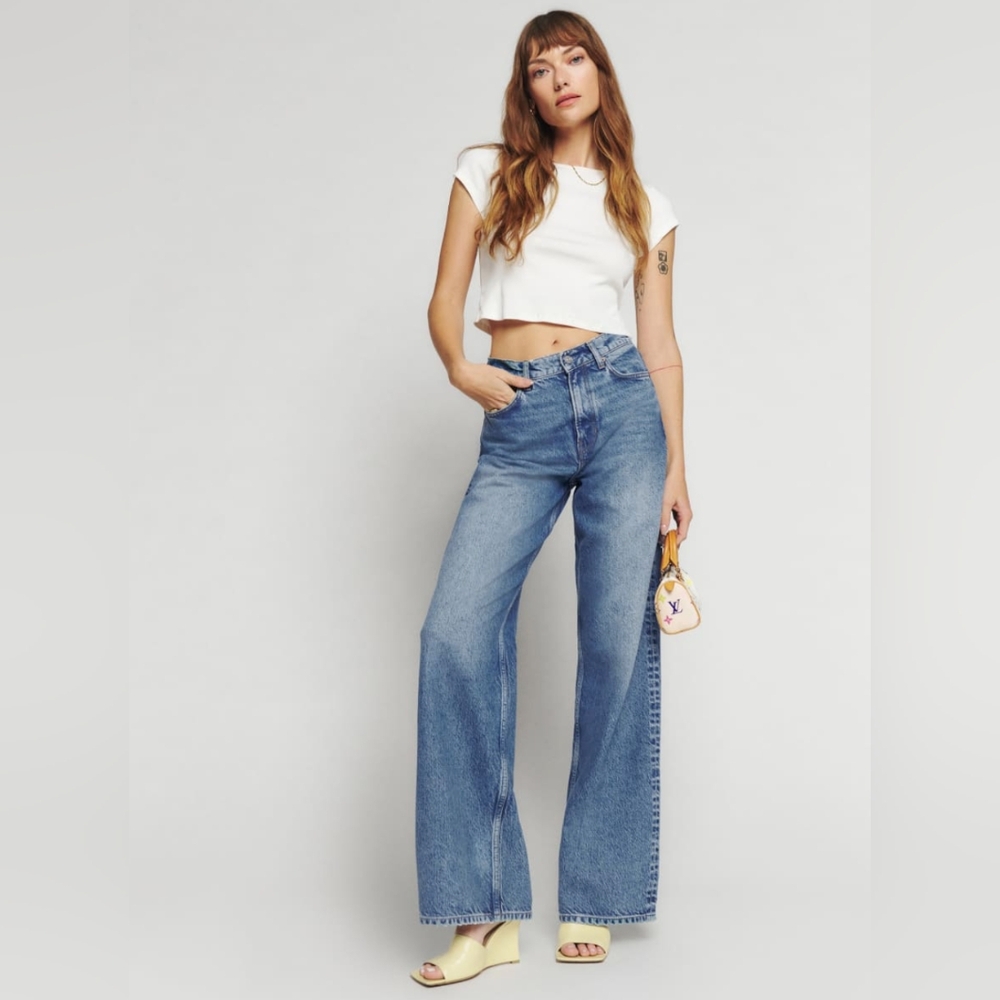 Reformation Cary High Rise Slouchy Wide Leg Jeans Size 27 X 27 Tailored Inseam